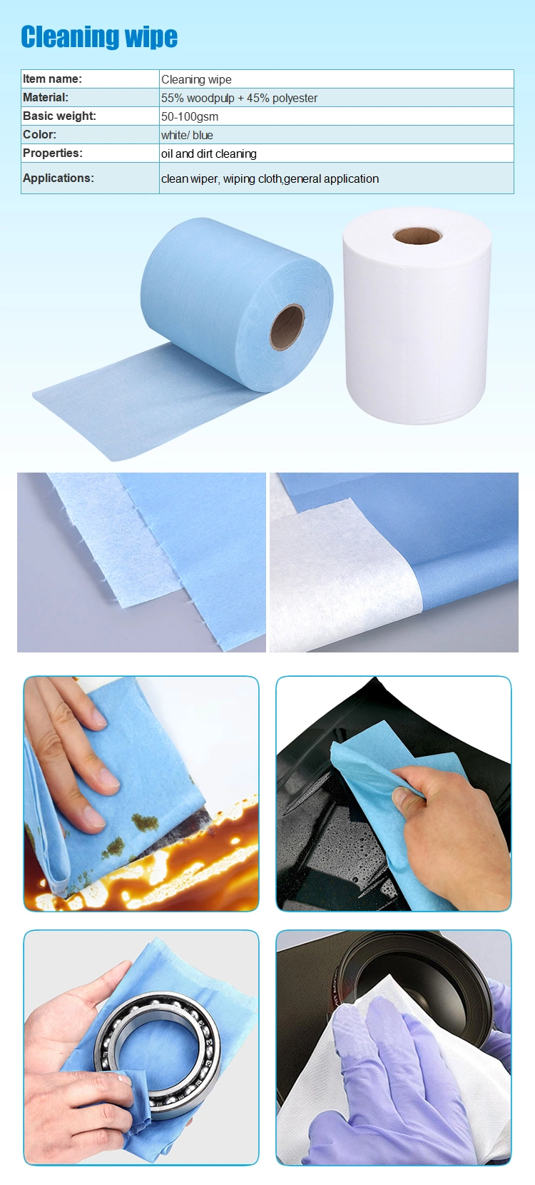 Factory Jumbo Roll Lint Free Industrial Cleaning Wipes